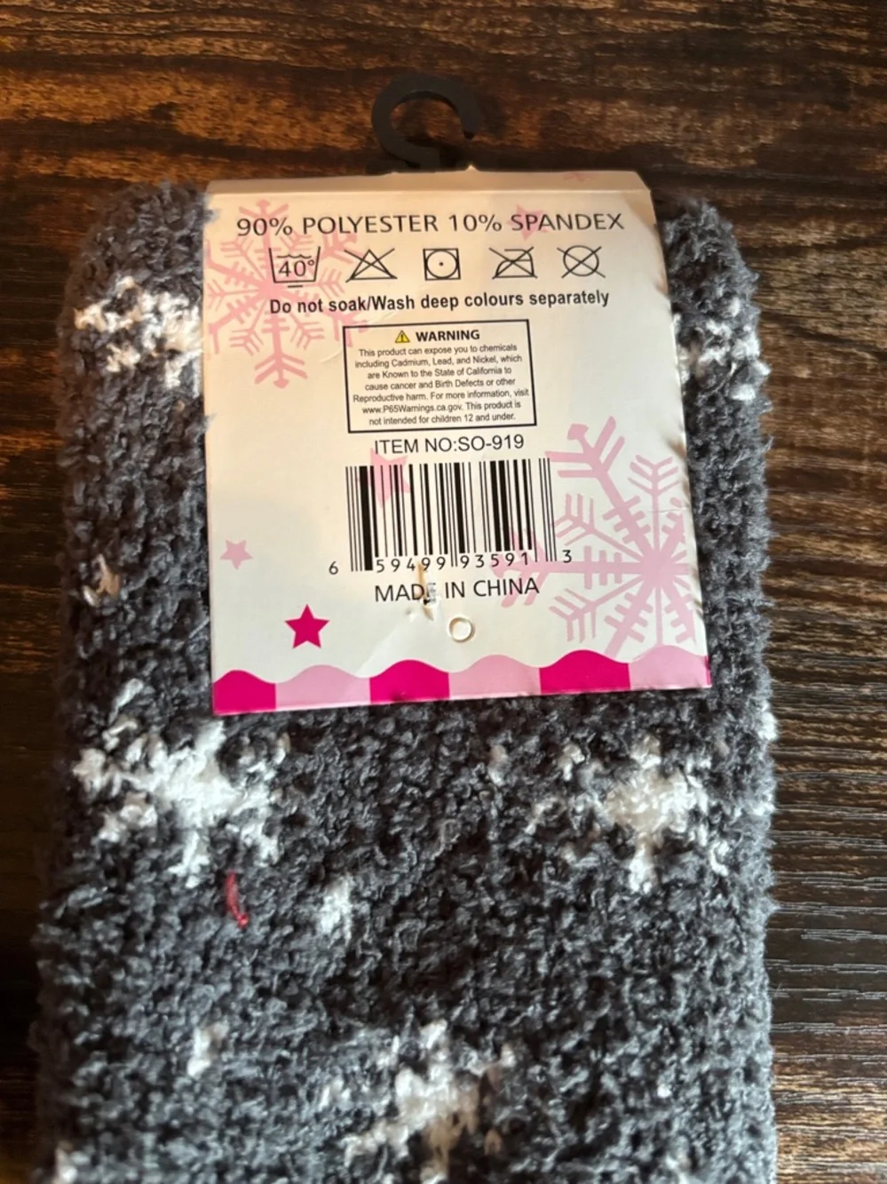 Minky‎ Accessories Fuzzy Socks Gray Snowflake Bear Plush Cozy Crew SO-919 NWT